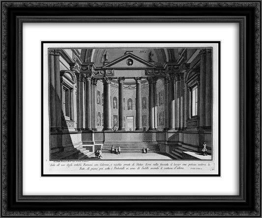 Room use of the ancient Romans with columns and niches adorned with statues 24x20 Black Ornate Wood Framed Art Print Poster with Double Matting by Piranesi, Giovanni Battista