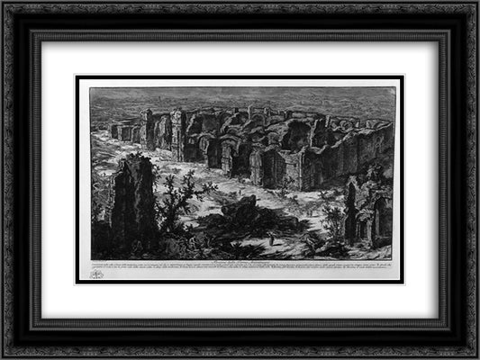 Ruins of the Antonine Baths 24x18 Black Ornate Wood Framed Art Print Poster with Double Matting by Piranesi, Giovanni Battista