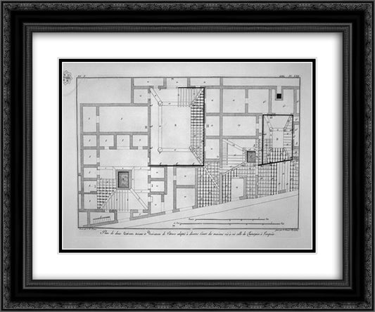 Scenic view of the aforementioned kitchen 24x20 Black Ornate Wood Framed Art Print Poster with Double Matting by Piranesi, Giovanni Battista