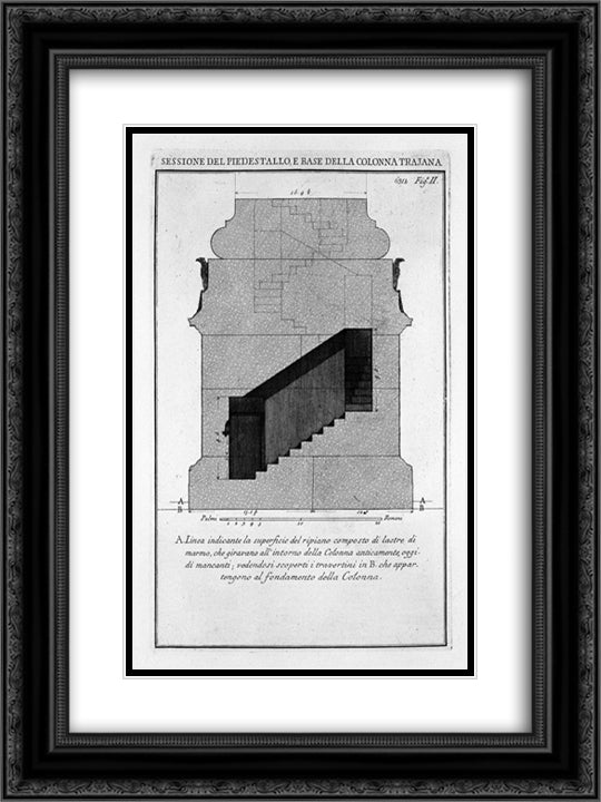 Section as above; start of scale 18x24 Black Ornate Wood Framed Art Print Poster with Double Matting by Piranesi, Giovanni Battista