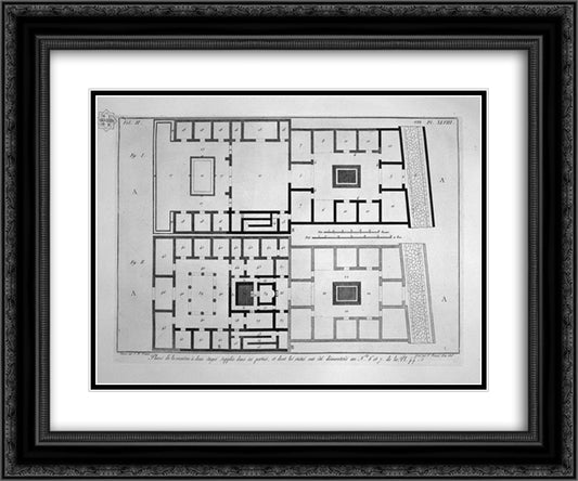 Section of the house 24x20 Black Ornate Wood Framed Art Print Poster with Double Matting by Piranesi, Giovanni Battista