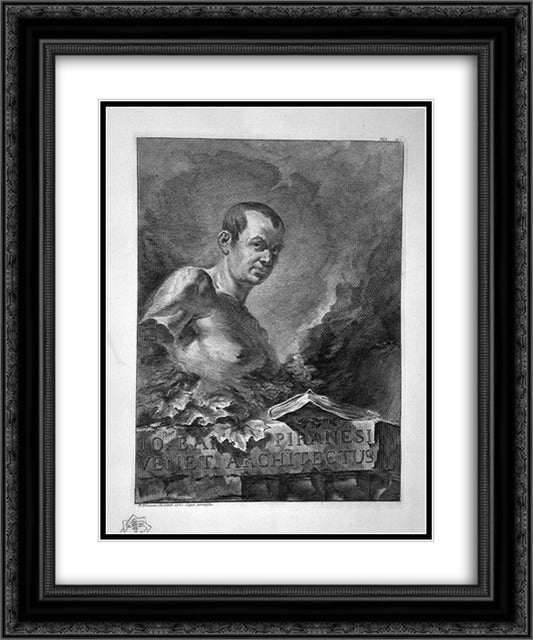 Self-Portrait 20x24 Black Ornate Wood Framed Art Print Poster with Double Matting by Piranesi, Giovanni Battista