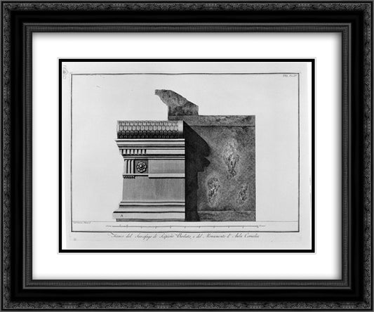 Side of the Sarcophagus of Scipio Barbato and the monument of Cornelia Hall 24x20 Black Ornate Wood Framed Art Print Poster with Double Matting by Piranesi, Giovanni Battista