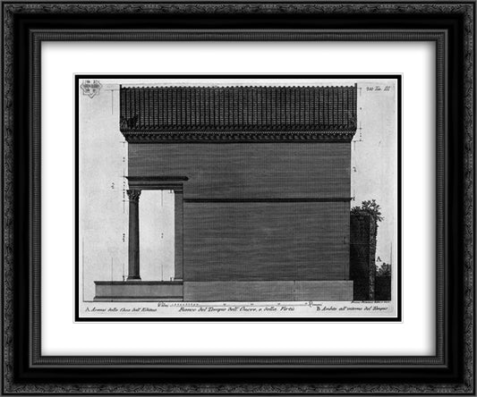 Side of the Temple of Honor and Virtue 24x20 Black Ornate Wood Framed Art Print Poster with Double Matting by Piranesi, Giovanni Battista