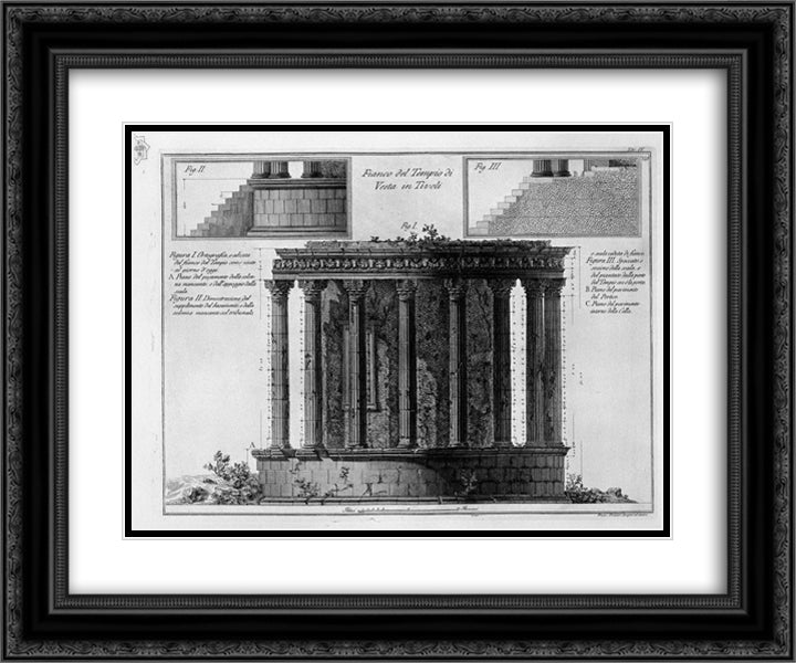 Side of the Temple of Vesta in Tivoli 24x20 Black Ornate Wood Framed Art Print Poster with Double Matting by Piranesi, Giovanni Battista