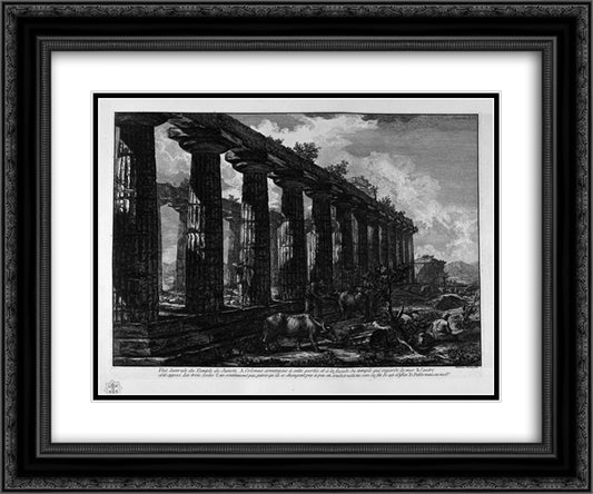 Side View of the Temple of Juno 24x20 Black Ornate Wood Framed Art Print Poster with Double Matting by Piranesi, Giovanni Battista