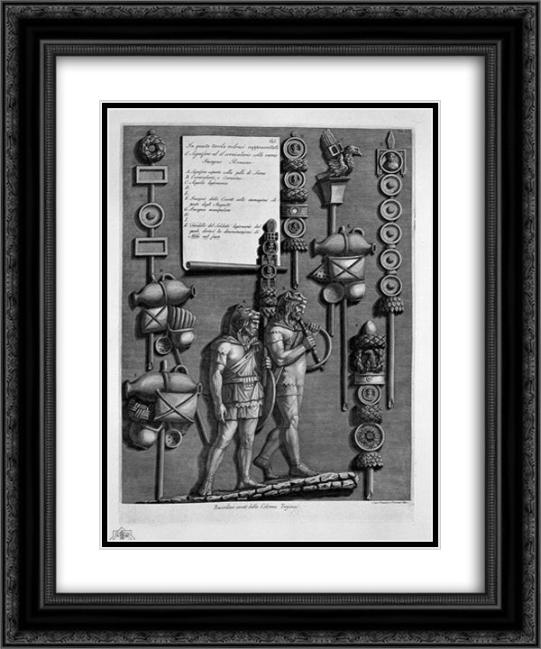 Signifer Corniculario with various signs and Roman (from the Trajan column) 20x24 Black Ornate Wood Framed Art Print Poster with Double Matting by Piranesi, Giovanni Battista