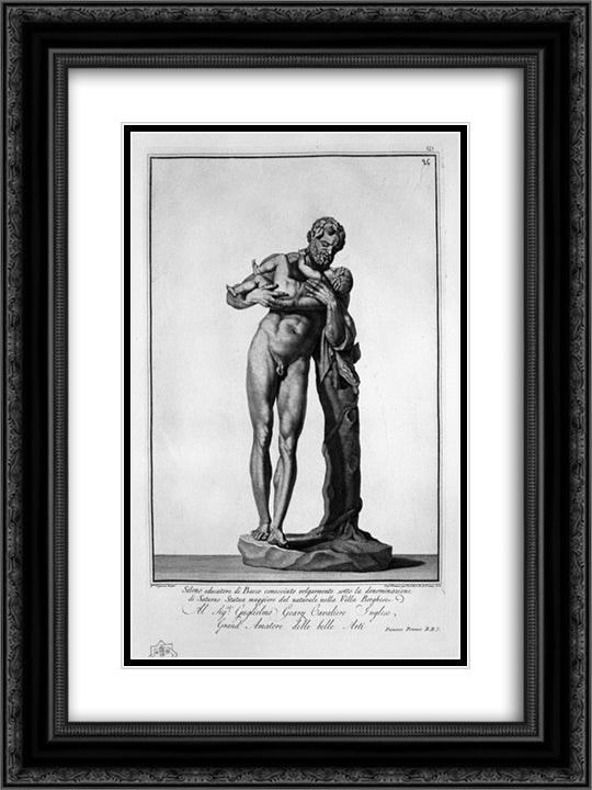 Silenus with Bacchus 18x24 Black Ornate Wood Framed Art Print Poster with Double Matting by Piranesi, Giovanni Battista