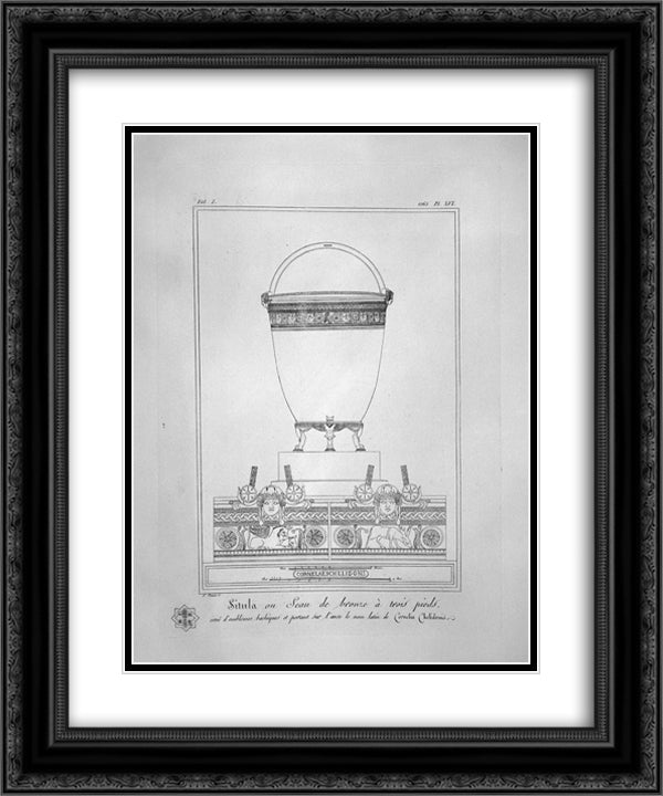 Situla bronze to three feet (inc. in outline) 20x24 Black Ornate Wood Framed Art Print Poster with Double Matting by Piranesi, Giovanni Battista