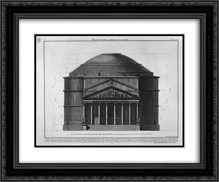 Statement of the Pantheon supplied to it`s ornaments 24x20 Black Ornate Wood Framed Art Print Poster with Double Matting by Piranesi, Giovanni Battista