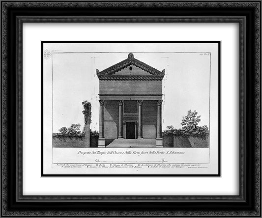 Statement of the Temple of Honor and Virtue out of Port St Sebastian 24x20 Black Ornate Wood Framed Art Print Poster with Double Matting by Piranesi, Giovanni Battista