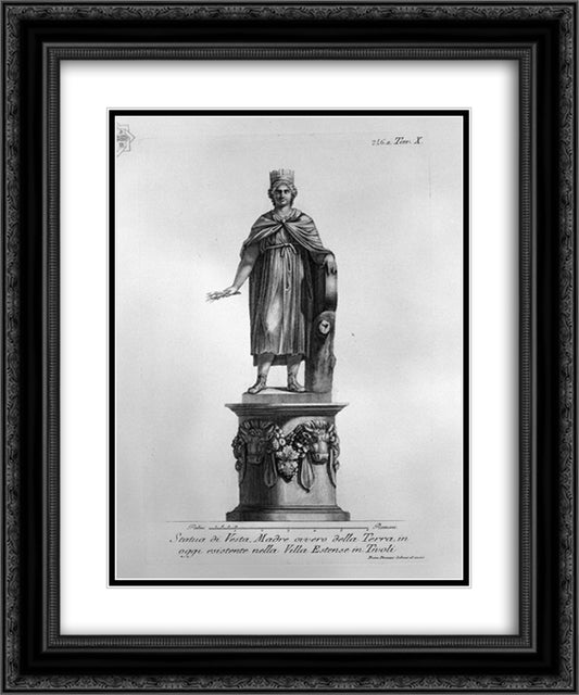 Statue of Vesta, or Mother Earth situated in the Villa Este in Tivoli 20x24 Black Ornate Wood Framed Art Print Poster with Double Matting by Piranesi, Giovanni Battista