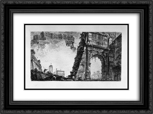 Table text Registrations that are in the monuments of this collection 24x18 Black Ornate Wood Framed Art Print Poster with Double Matting by Piranesi, Giovanni Battista