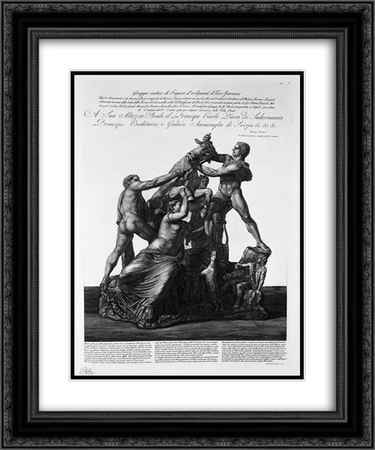 Taurus Group Franese 20x24 Black Ornate Wood Framed Art Print Poster with Double Matting by Piranesi, Giovanni Battista