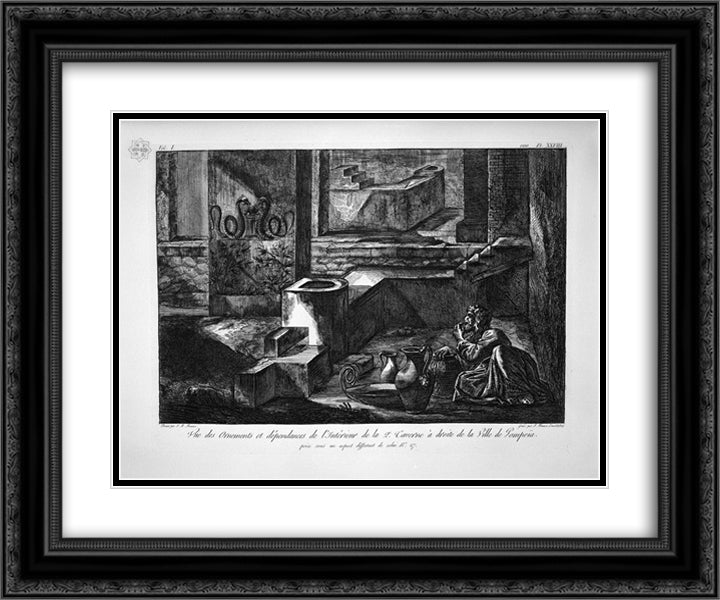 Tavern on the right inside of the second 24x20 Black Ornate Wood Framed Art Print Poster with Double Matting by Piranesi, Giovanni Battista