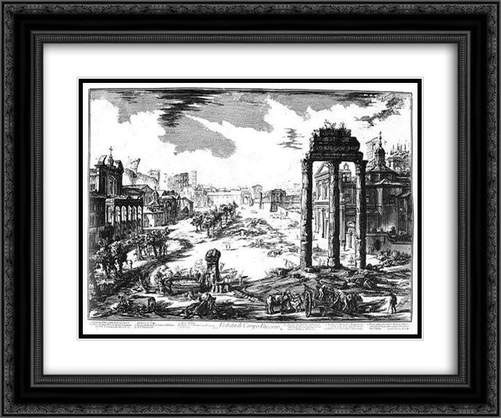 Temple of Castor and Pollux 24x20 Black Ornate Wood Framed Art Print Poster with Double Matting by Piranesi, Giovanni Battista