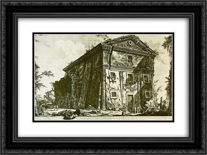 Temple of Ceres and Faustina 24x18 Black Ornate Wood Framed Art Print Poster with Double Matting by Piranesi, Giovanni Battista