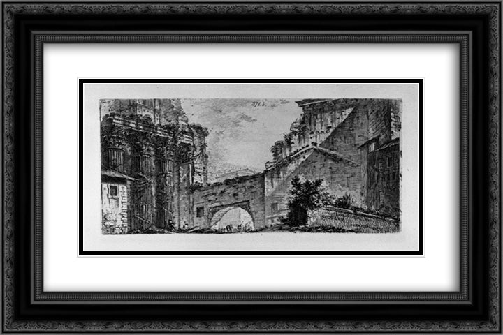 Temple of Janus 24x16 Black Ornate Wood Framed Art Print Poster with Double Matting by Piranesi, Giovanni Battista