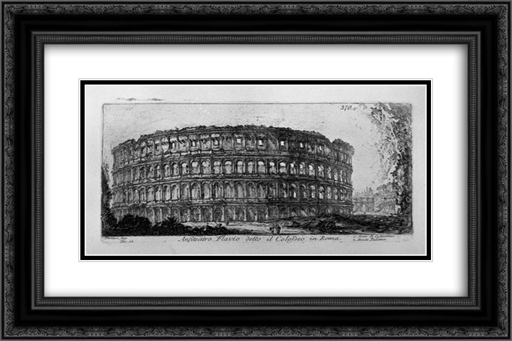 Temple of Jupiter the Thunderer and the Temple of Concord 24x16 Black Ornate Wood Framed Art Print Poster with Double Matting by Piranesi, Giovanni Battista