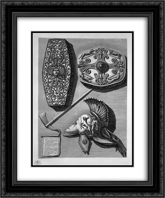 Temple of Minerva Medica (inc by Francesco Piranesi) 20x24 Black Ornate Wood Framed Art Print Poster with Double Matting by Piranesi, Giovanni Battista