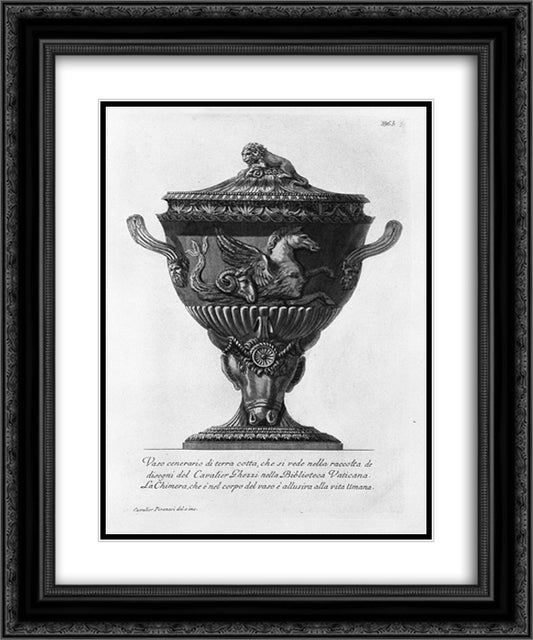 Terracotta urn vase you see in the collection of drawings of Cavalier Ghezzi in the Vatican Library 20x24 Black Ornate Wood Framed Art Print Poster with Double Matting by Piranesi, Giovanni Battista