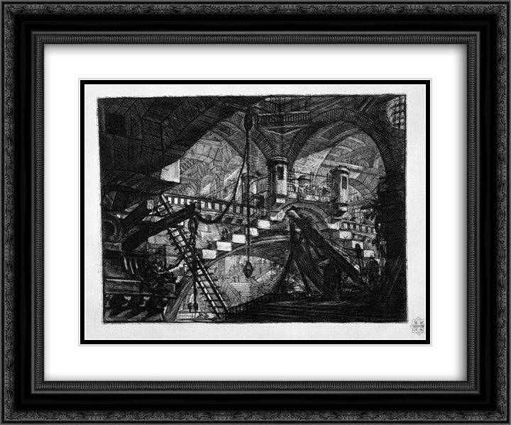 The Arch with a Shell Ornament 24x20 Black Ornate Wood Framed Art Print Poster with Double Matting by Piranesi, Giovanni Battista