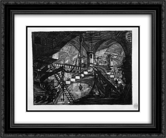 The Arch with a Shell Ornament 24x20 Black Ornate Wood Framed Art Print Poster with Double Matting by Piranesi, Giovanni Battista