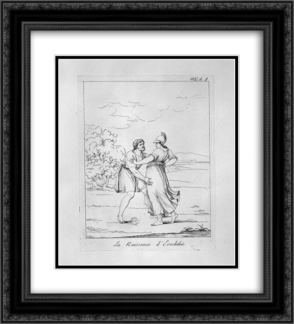 The birth of Erechtheus 20x22 Black Ornate Wood Framed Art Print Poster with Double Matting by Piranesi, Giovanni Battista