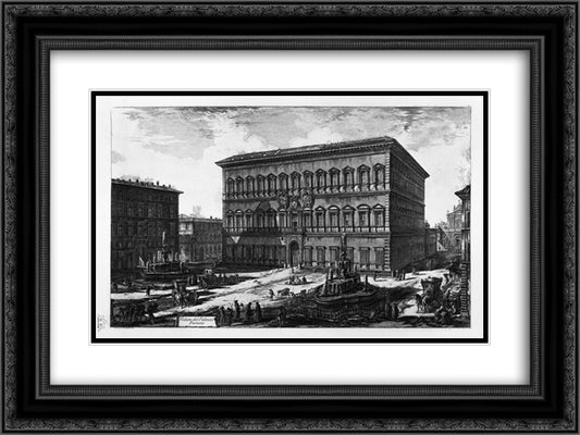The Castle of the Acqua Paola on the Golden Mount 24x18 Black Ornate Wood Framed Art Print Poster with Double Matting by Piranesi, Giovanni Battista