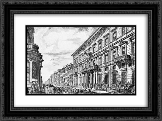 The Corso in Rome 24x18 Black Ornate Wood Framed Art Print Poster with Double Matting by Piranesi, Giovanni Battista