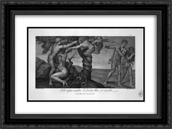 The creation of man 24x18 Black Ornate Wood Framed Art Print Poster with Double Matting by Piranesi, Giovanni Battista