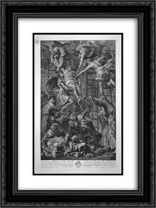 The Deposition, by Daniele da Volterra 18x24 Black Ornate Wood Framed Art Print Poster with Double Matting by Piranesi, Giovanni Battista