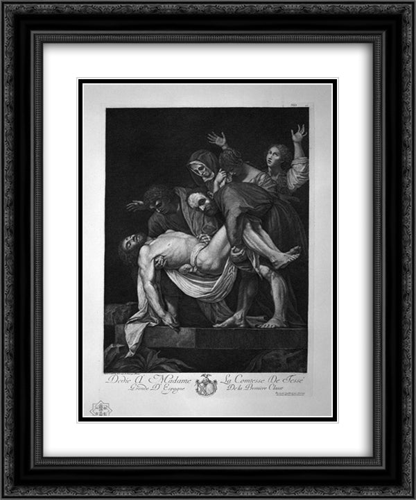 The Deposition of Michelangelo da Caravaggio 20x24 Black Ornate Wood Framed Art Print Poster with Double Matting by Piranesi, Giovanni Battista