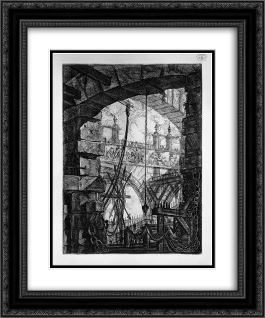 The Grand Piazza 20x24 Black Ornate Wood Framed Art Print Poster with Double Matting by Piranesi, Giovanni Battista