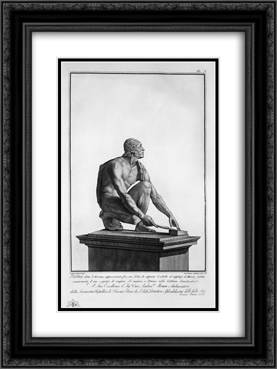 The grinder 18x24 Black Ornate Wood Framed Art Print Poster with Double Matting by Piranesi, Giovanni Battista