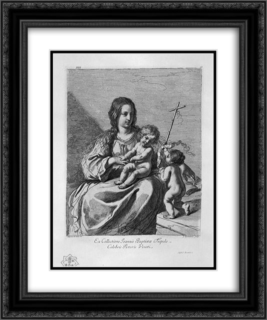 The Madonna with Child and St. John the Baptist 20x24 Black Ornate Wood Framed Art Print Poster with Double Matting by Piranesi, Giovanni Battista