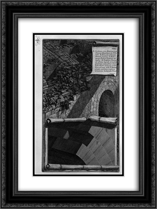 The mouth of the Cloaca Maxima 18x24 Black Ornate Wood Framed Art Print Poster with Double Matting by Piranesi, Giovanni Battista