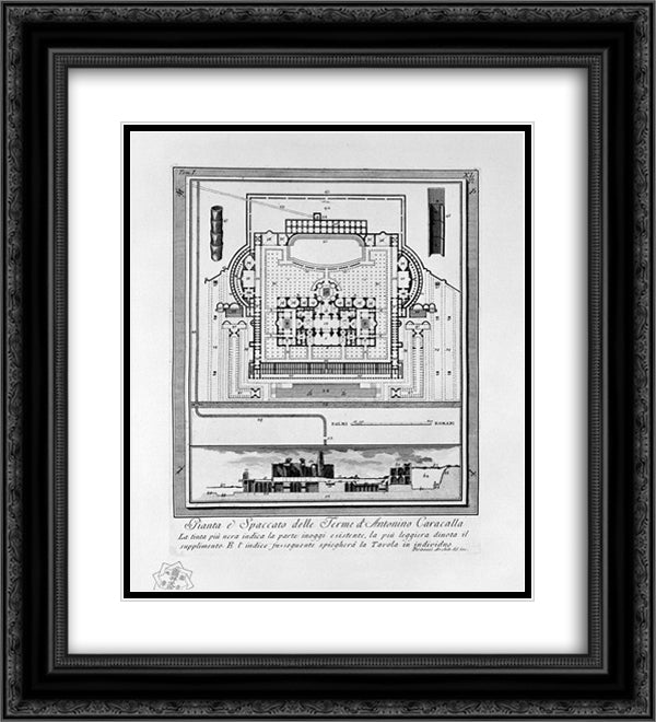 The Roman antiquities, t. 1, Plate XL 20x22 Black Ornate Wood Framed Art Print Poster with Double Matting by Piranesi, Giovanni Battista