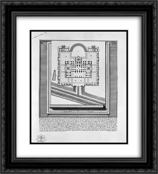 The Roman antiquities, t. 1, Plate XLII. Plan of the Baths of Diocletian 20x22 Black Ornate Wood Framed Art Print Poster with Double Matting by Piranesi, Giovanni Battista
