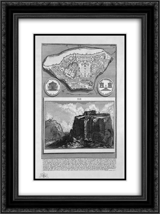 The Roman antiquities, t. 1, Plate XLIII. Plan of the ancient Roman Forum 18x24 Black Ornate Wood Framed Art Print Poster with Double Matting by Piranesi, Giovanni Battista