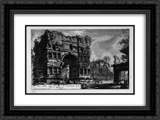 The Roman antiquities, t. 1, Plate XXI. Arch of Janus. 24x18 Black Ornate Wood Framed Art Print Poster with Double Matting by Piranesi, Giovanni Battista