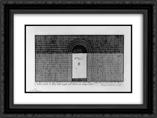 The Roman antiquities, t. 1, Plate XXII. Cloaca Maxima. 24x18 Black Ornate Wood Framed Art Print Poster with Double Matting by Piranesi, Giovanni Battista