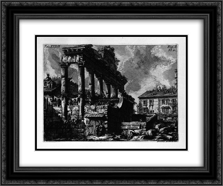 The Roman antiquities, t. 1, Plate XXXII 24x20 Black Ornate Wood Framed Art Print Poster with Double Matting by Piranesi, Giovanni Battista
