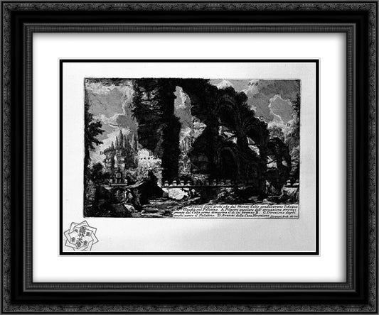 The Roman antiquities, t. 1, Plate XXXIV 24x20 Black Ornate Wood Framed Art Print Poster with Double Matting by Piranesi, Giovanni Battista