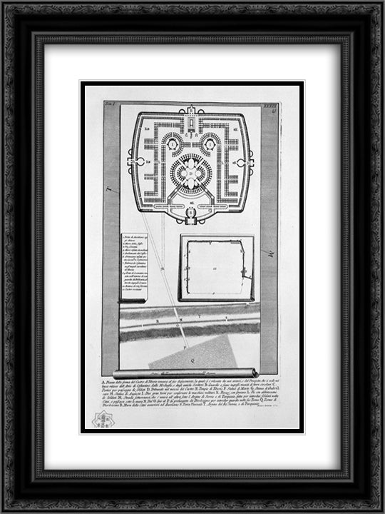 The Roman antiquities, t. 1, Plate XXXIX 18x24 Black Ornate Wood Framed Art Print Poster with Double Matting by Piranesi, Giovanni Battista