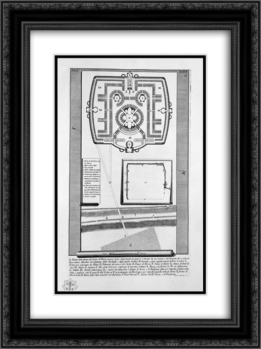 The Roman antiquities, t. 1, Plate XXXIX 18x24 Black Ornate Wood Framed Art Print Poster with Double Matting by Piranesi, Giovanni Battista