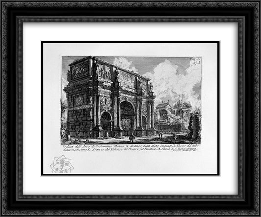 The Roman antiquities, t. 1, Plate XXXVI 24x20 Black Ornate Wood Framed Art Print Poster with Double Matting by Piranesi, Giovanni Battista