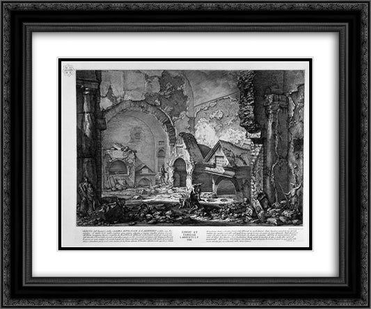 The Roman antiquities, t. 2, Plate IX. Plan of the burial chambers of `Liberti, and Family L. Arrunzio. 24x20 Black Ornate Wood Framed Art Print Poster with Double Matting by Piranesi, Giovanni Battista