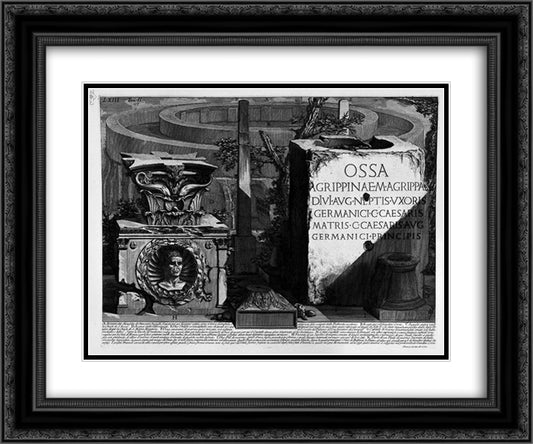 The Roman antiquities, t. 2, Plate LXIII. Remains of the Mausoleum of Augustus. 24x20 Black Ornate Wood Framed Art Print Poster with Double Matting by Piranesi, Giovanni Battista
