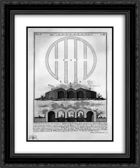 The Roman antiquities, t. 2, Plate VI. Following the above table. 20x24 Black Ornate Wood Framed Art Print Poster with Double Matting by Piranesi, Giovanni Battista